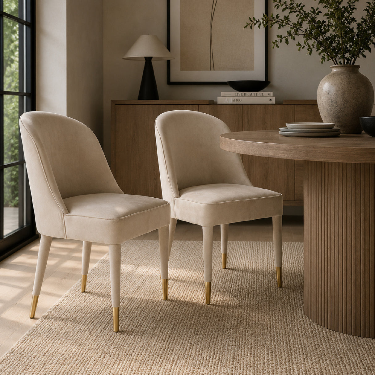 Welted Trim Modern Dining Chairs (2) | Oroa.com