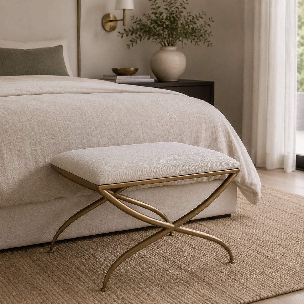Curved Gold Frame Bench S | Oroa.com