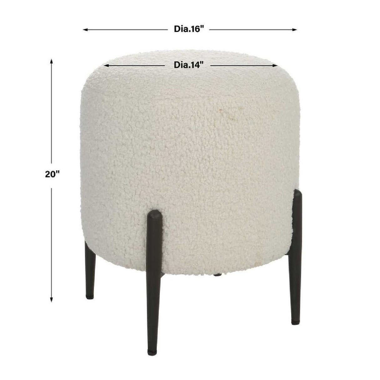 White Shearling Ottoman | Oroa.com
