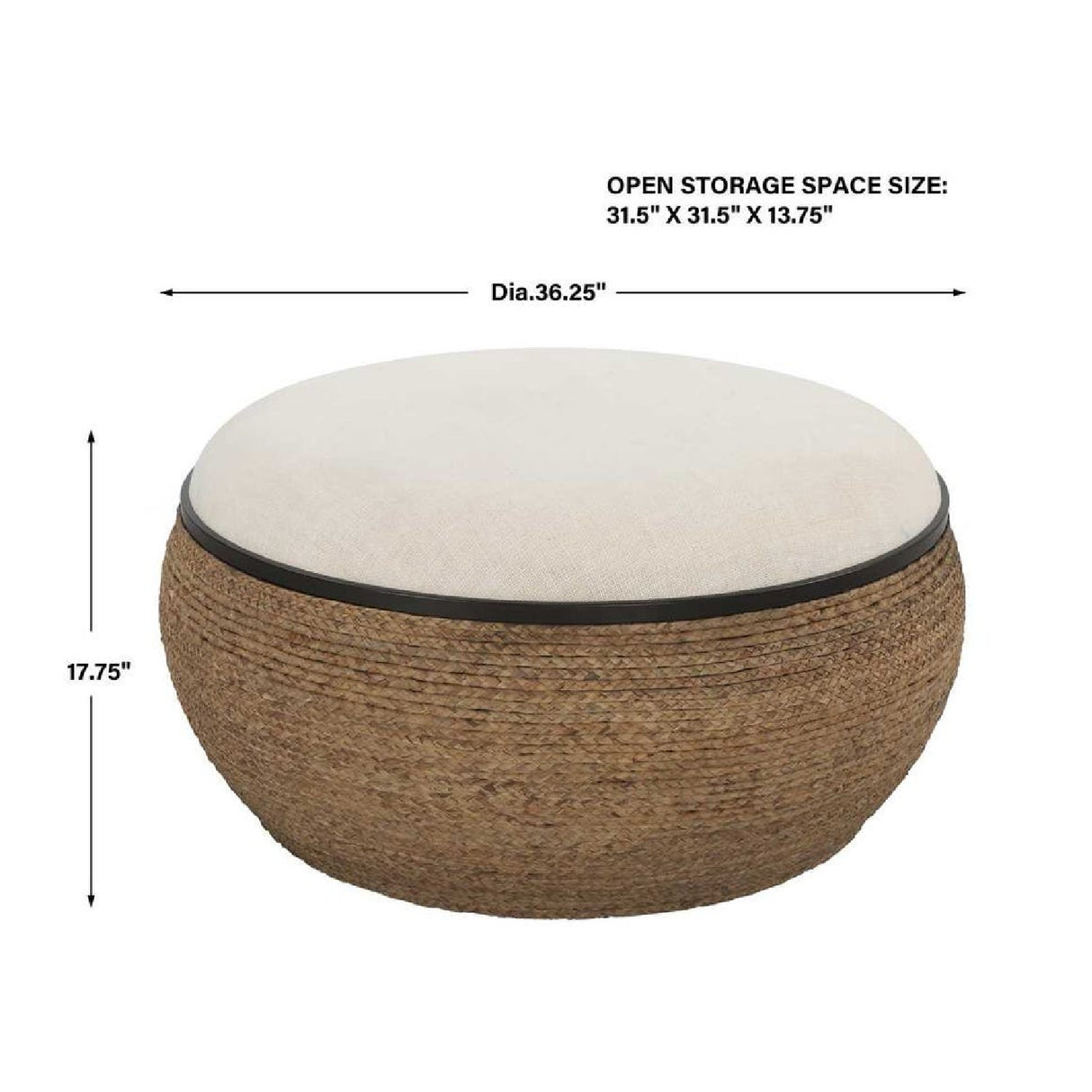 Braided Straw Round Ottoman | Oroa.com