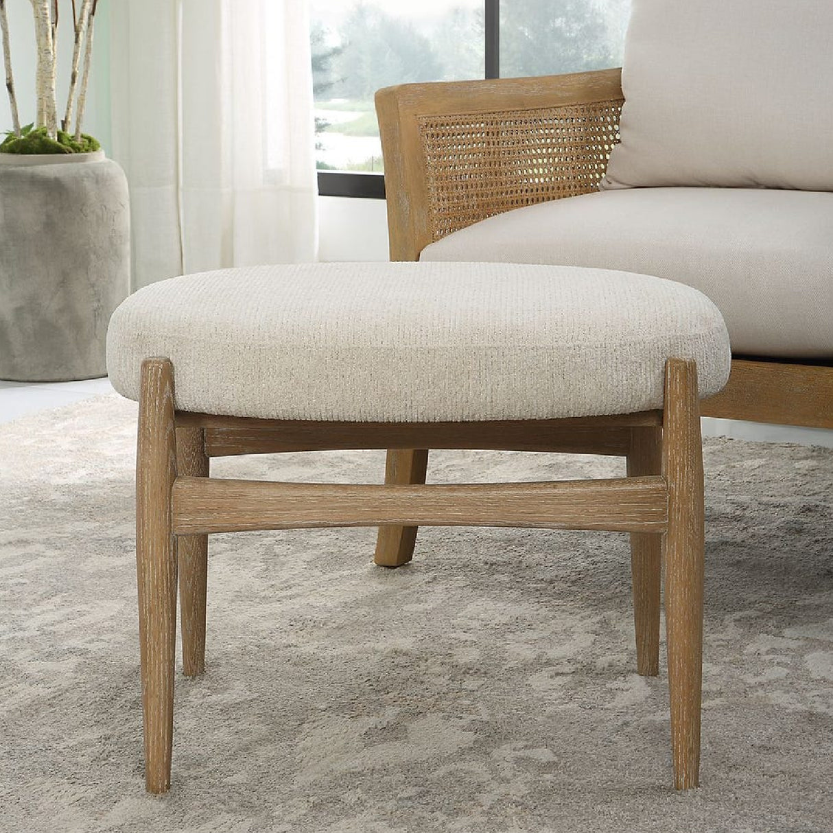 Oak Base White Fabric Bench S | Oroa.com
