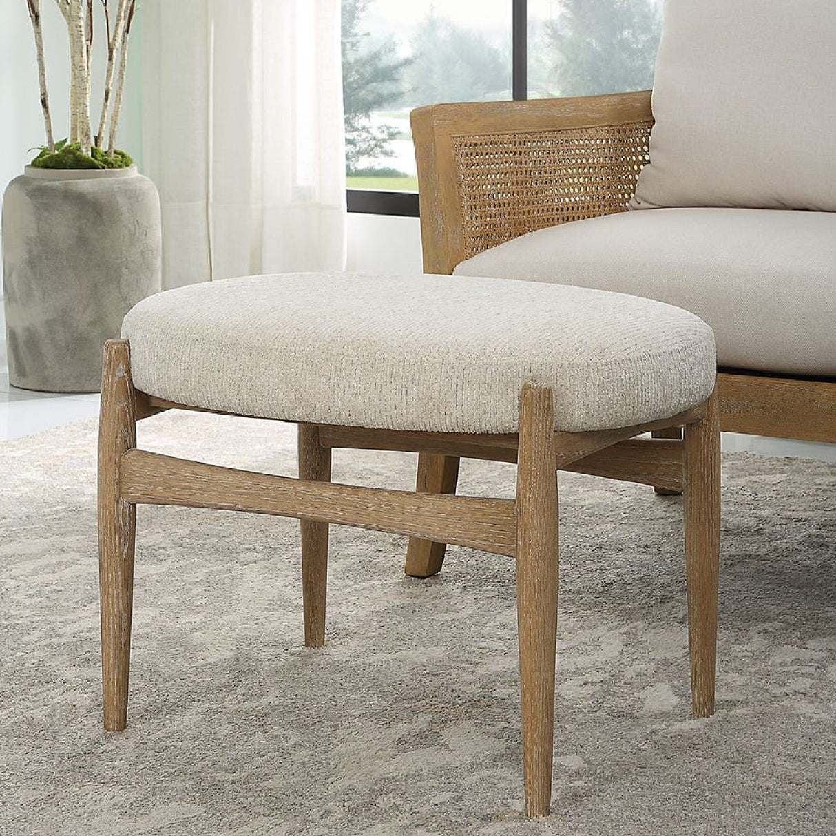 Oak Base White Fabric Bench S | Oroa.com