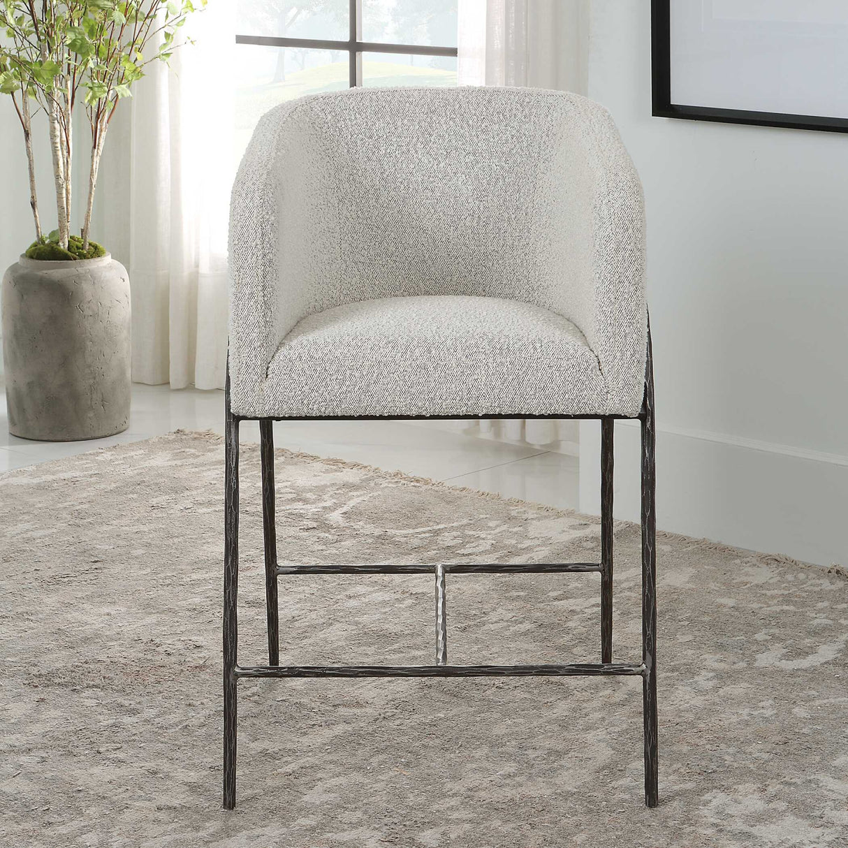 Barrel-Back Boucle Counter Stool | Oroa.com