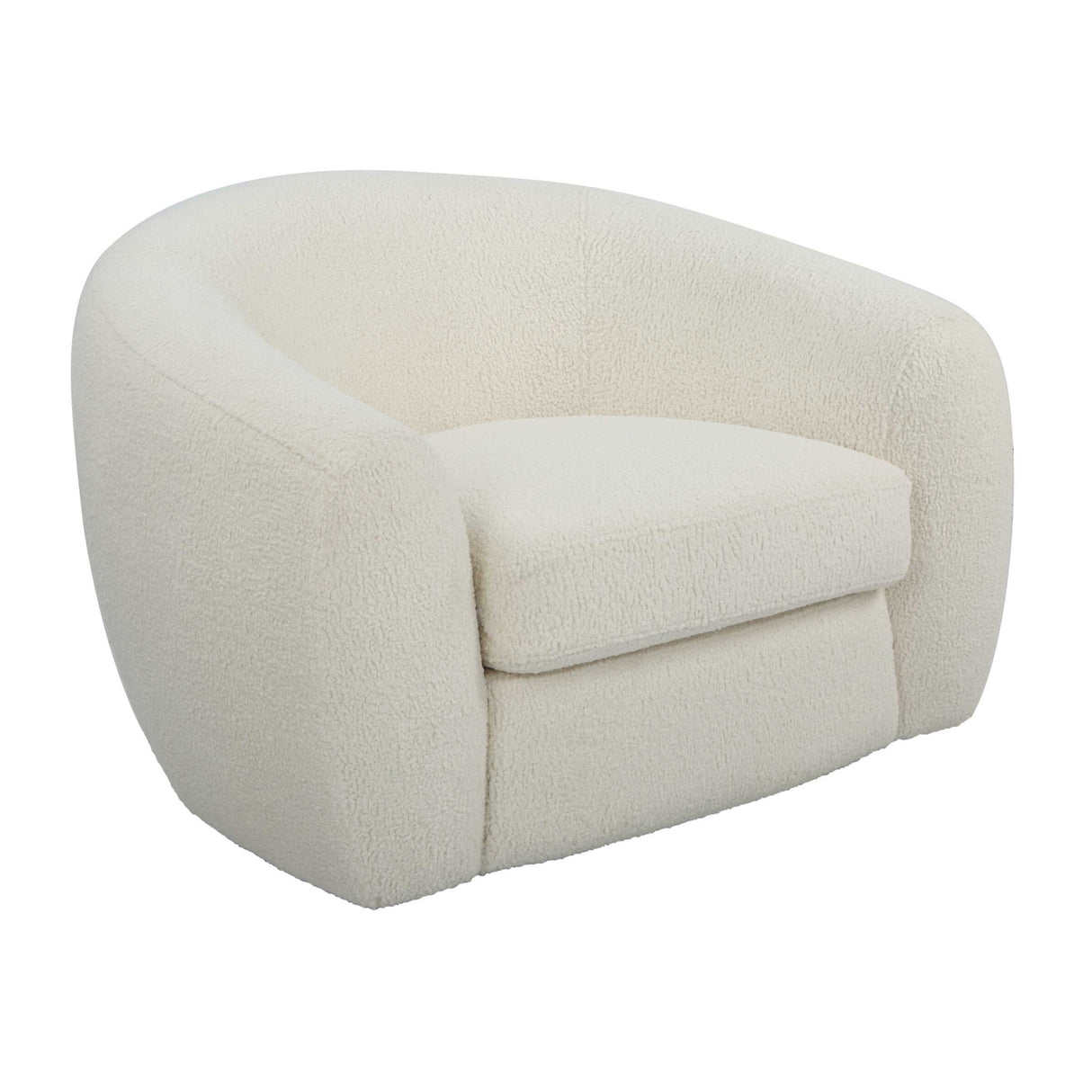 White Shearling Curved Swivel Chair | Oroa.com