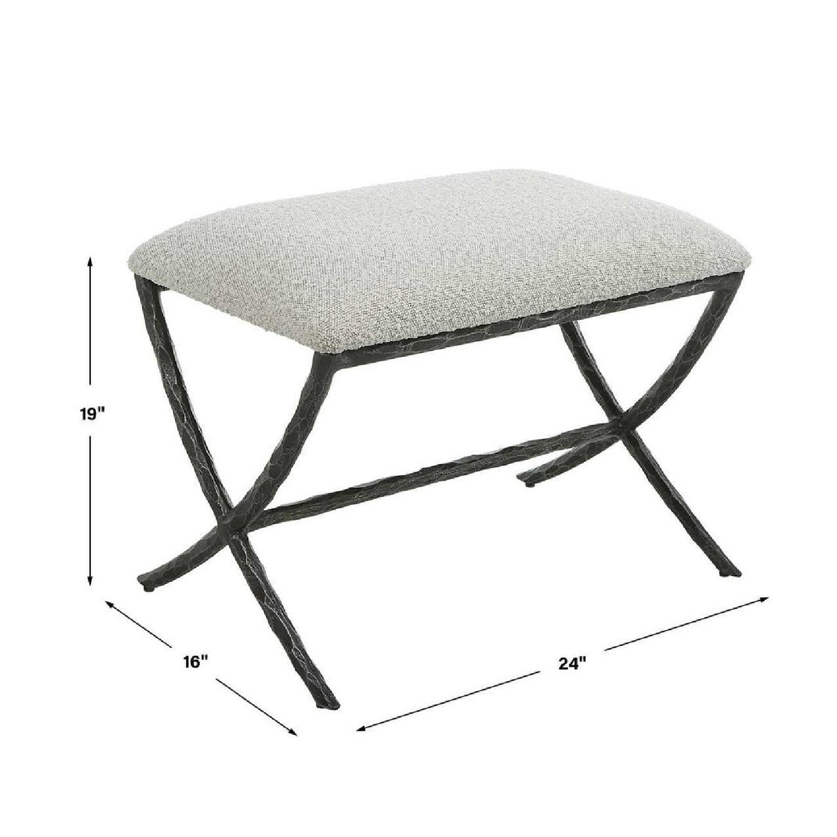 Iron Base White Boucle Bench S | Oroa.com