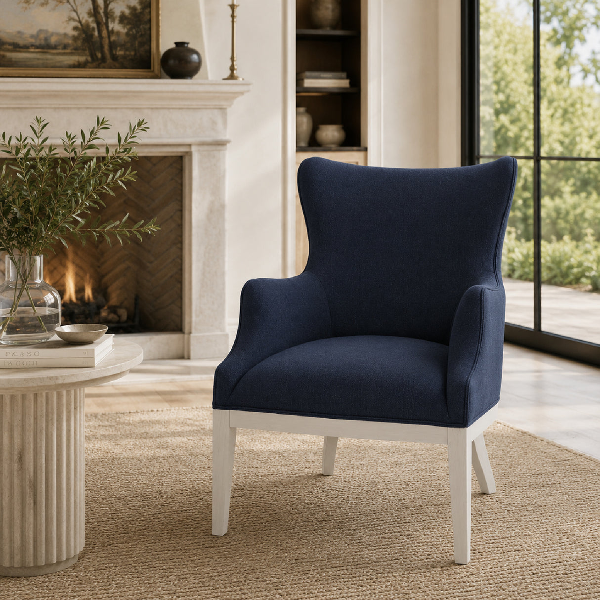 Woven Blue Fabric Accent Chair | Oroa.com