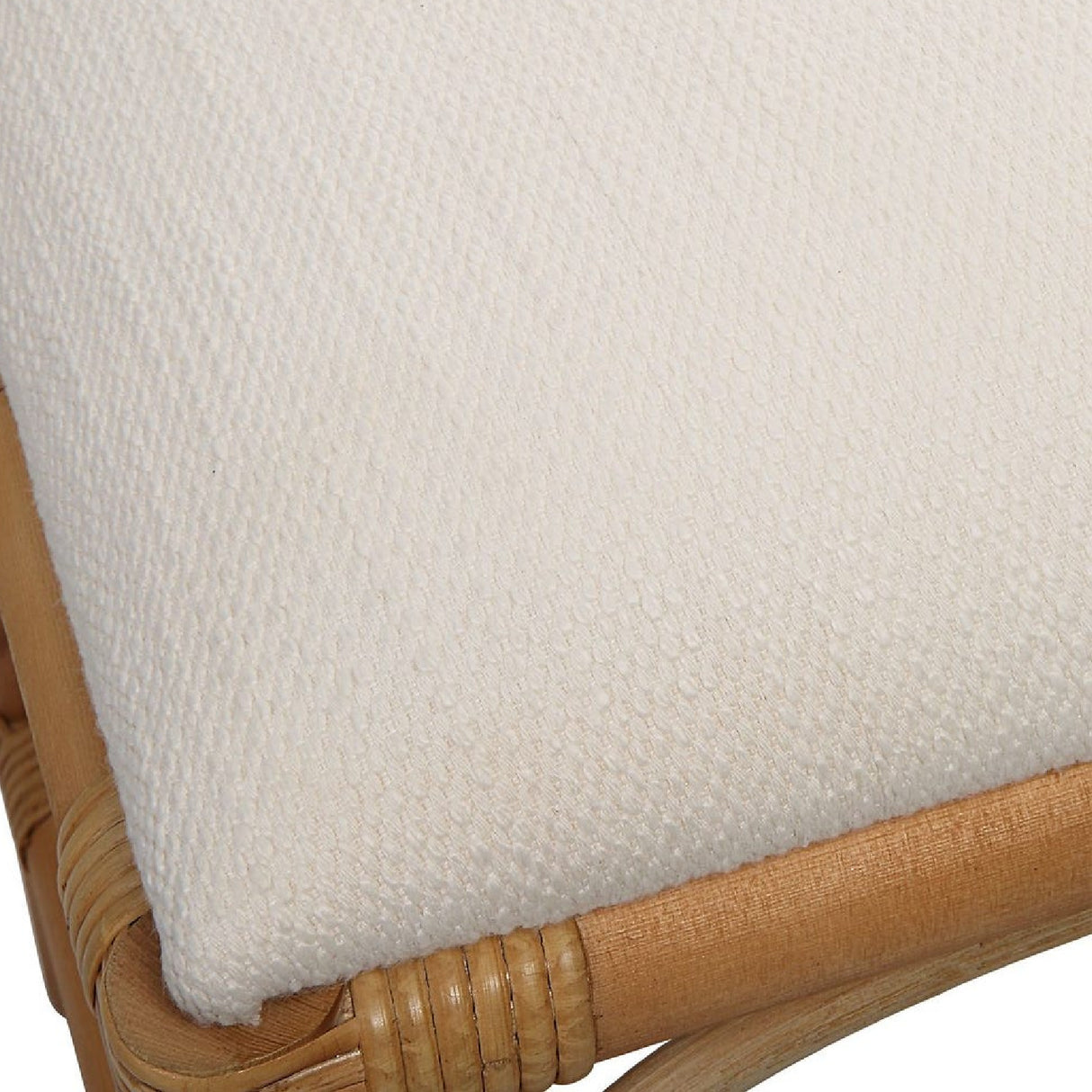 Rattan Base White Fabric Bench | Oroa.com