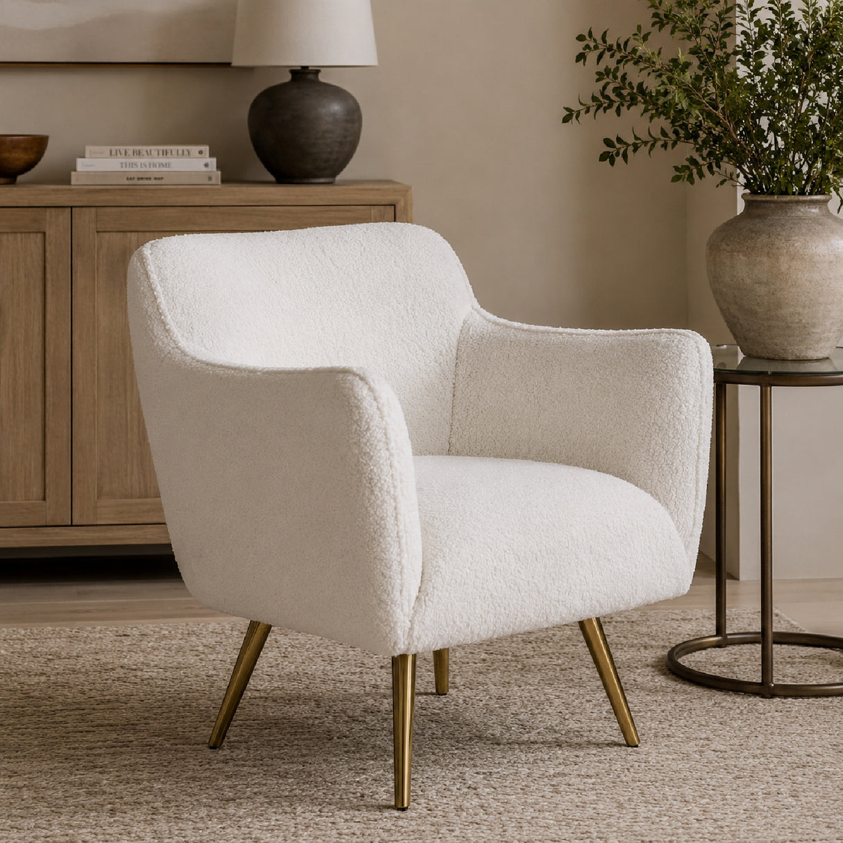 White Sheepskin Swivel Chair | Oroa.com
