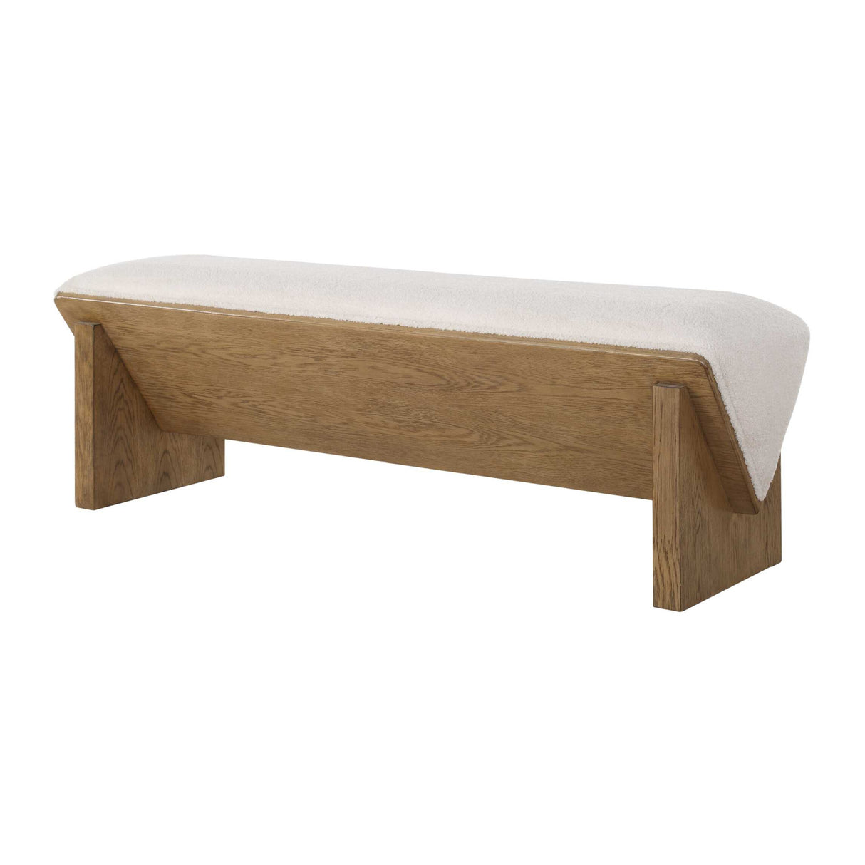 Wooden Framed White Sheepskin Bench | Oroa.com