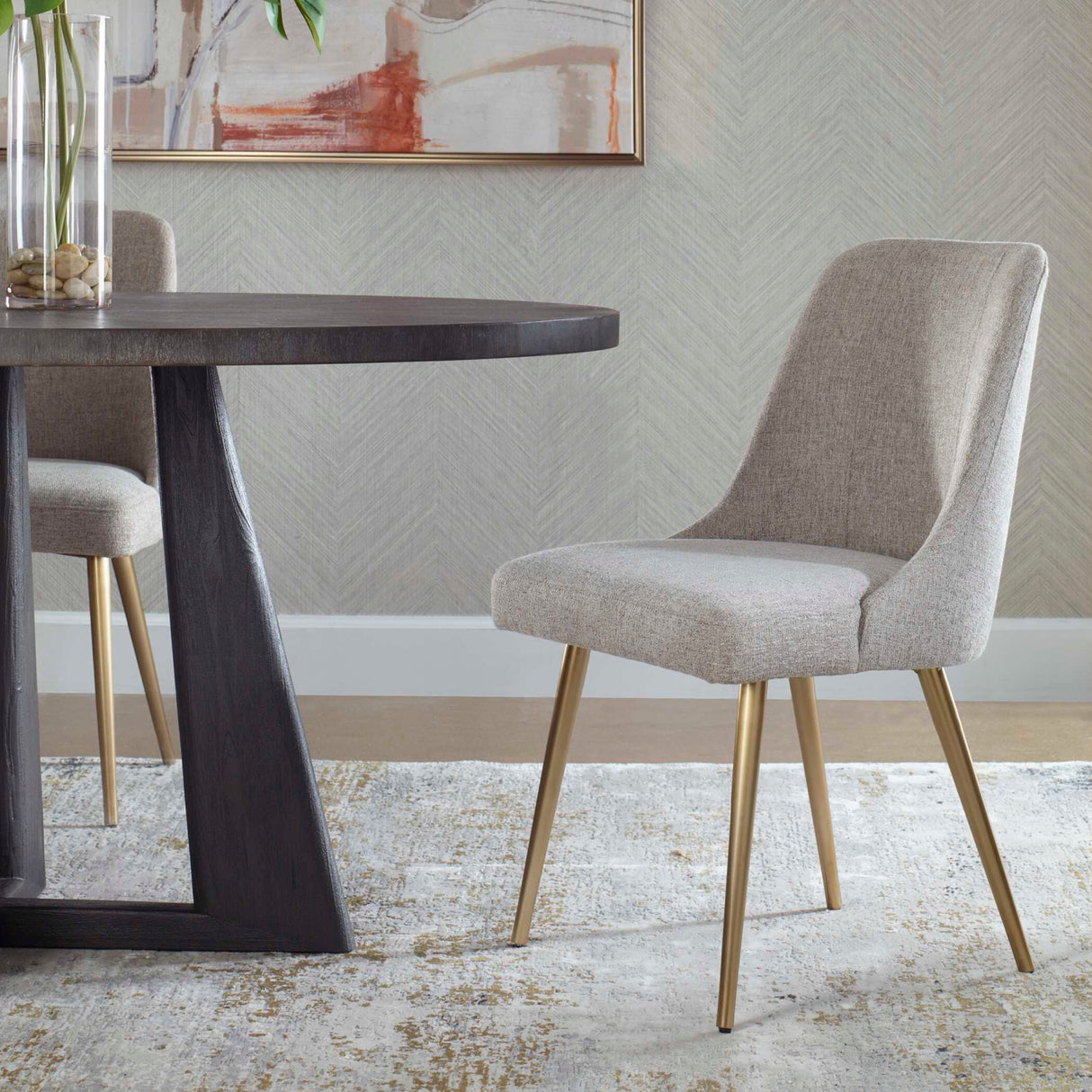 Taupe Fabric Sloped Dining Chair | Oroa.com