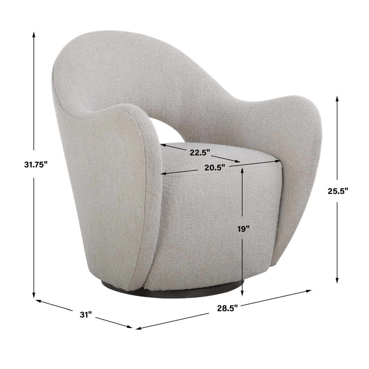 Beige Cutout-Back Swivel Chair | Oroa.com