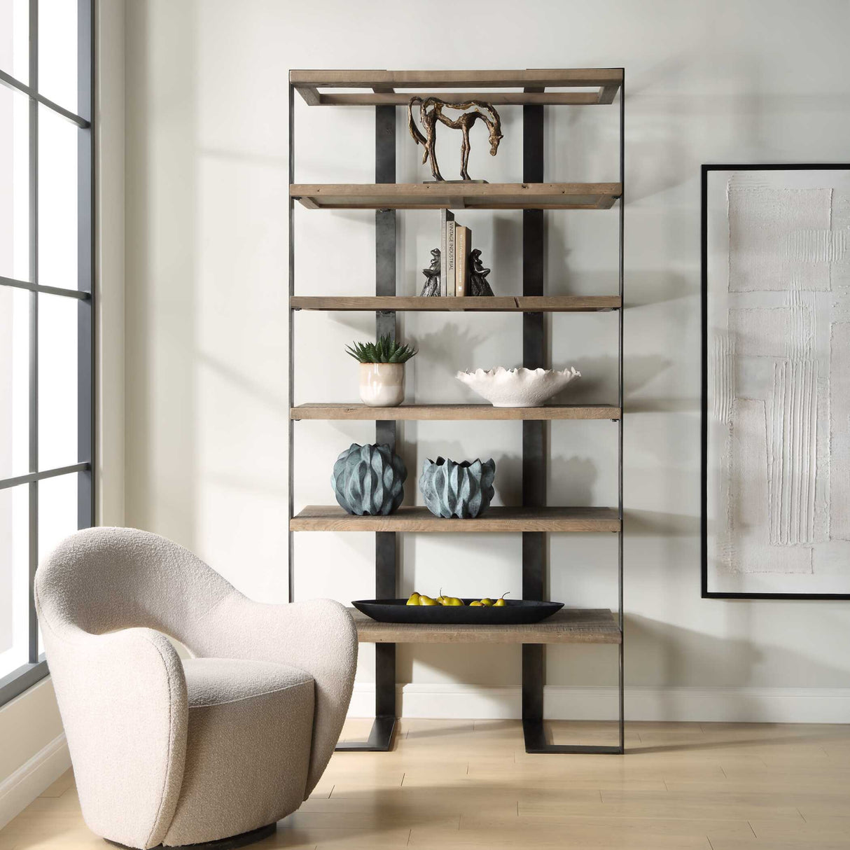 Beige Cutout-Back Swivel Chair | Oroa.com