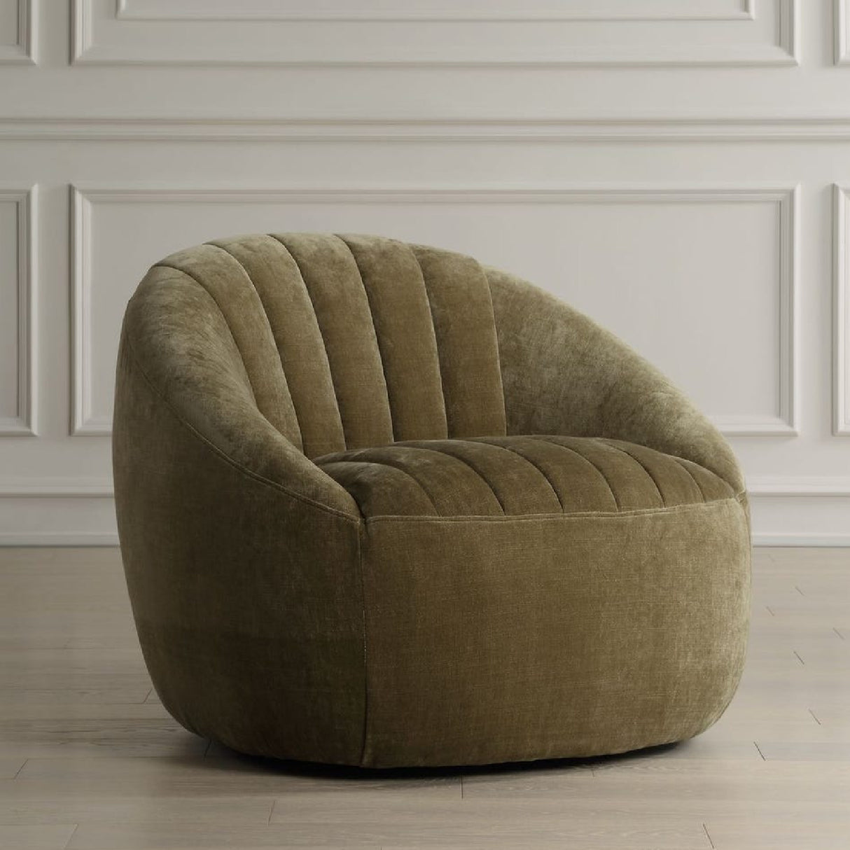 Green Chambray Channeled Swivel Chair | Oroa.com
