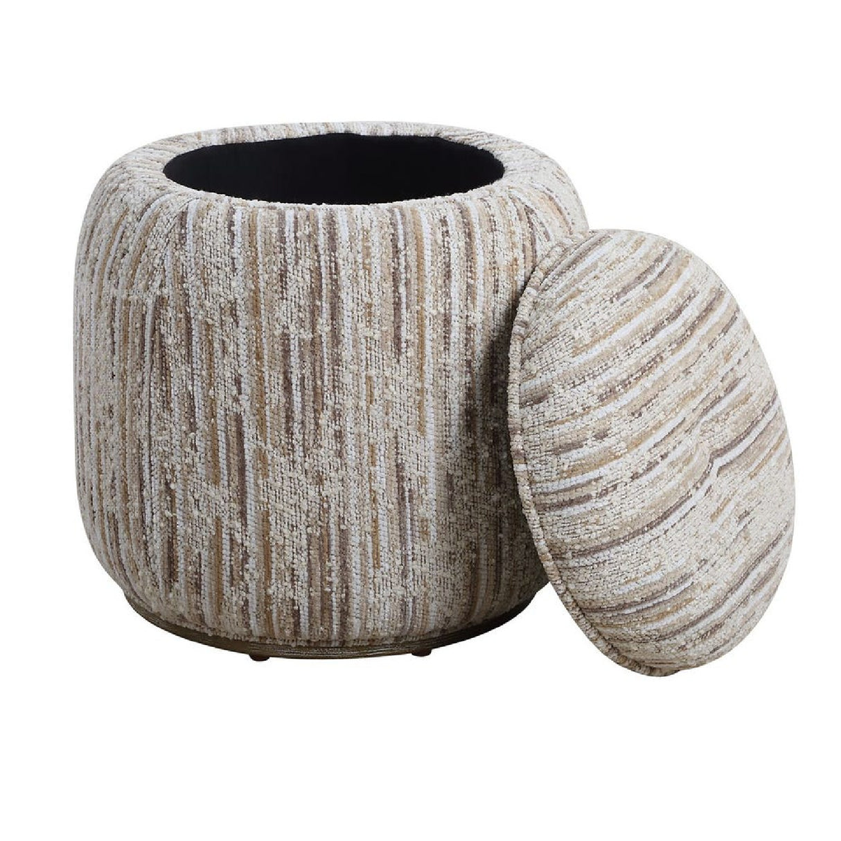 Tan Slubbed Boucle Storage Ottoman | Oroa.com