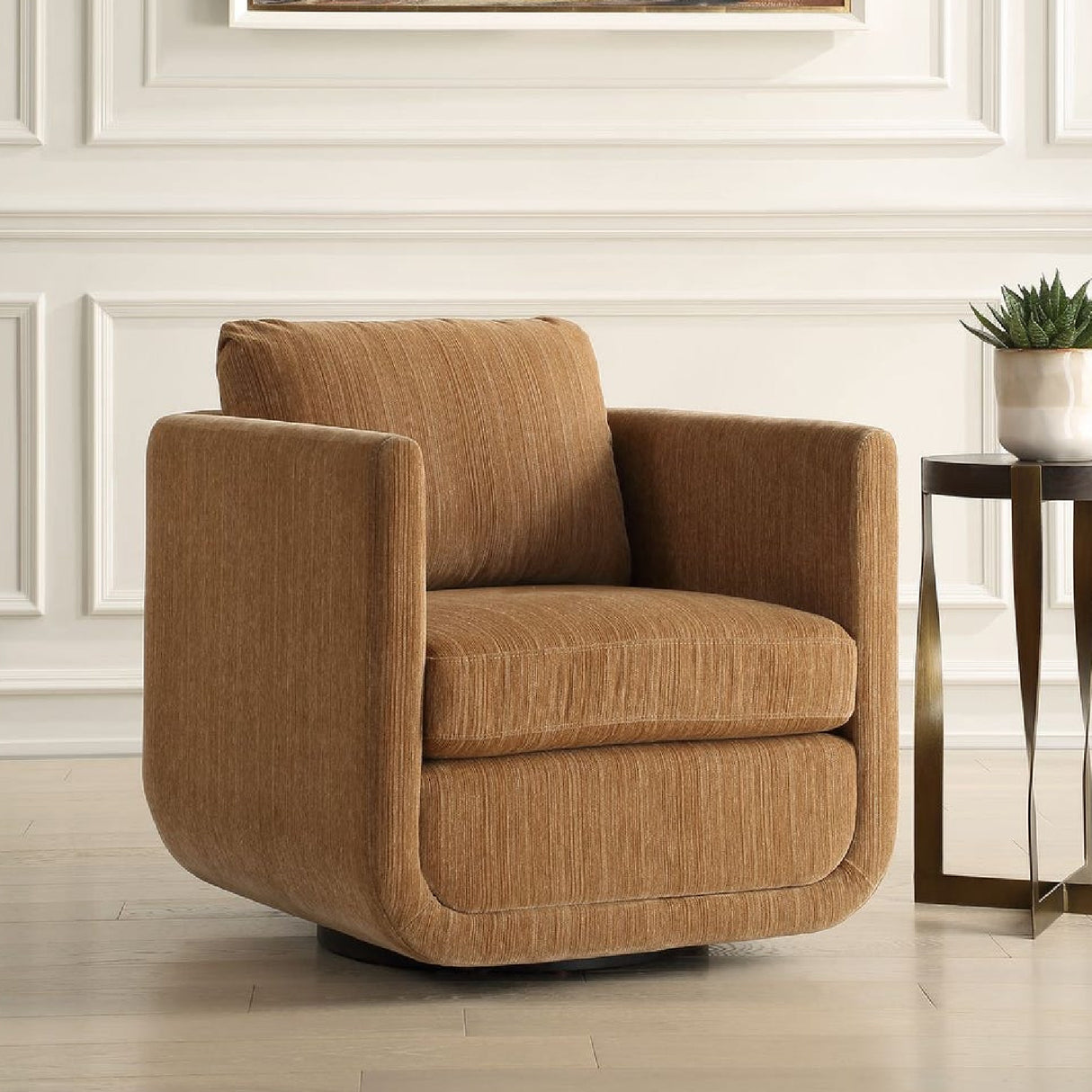 Chenille Rounded Swivel Chair | Oroa.com