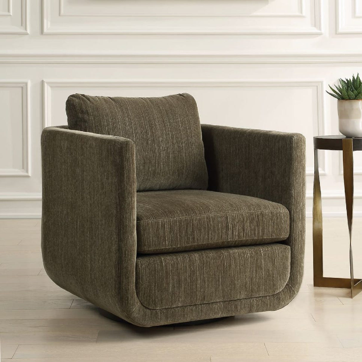 Chenille Rounded Swivel Chair | Oroa.com