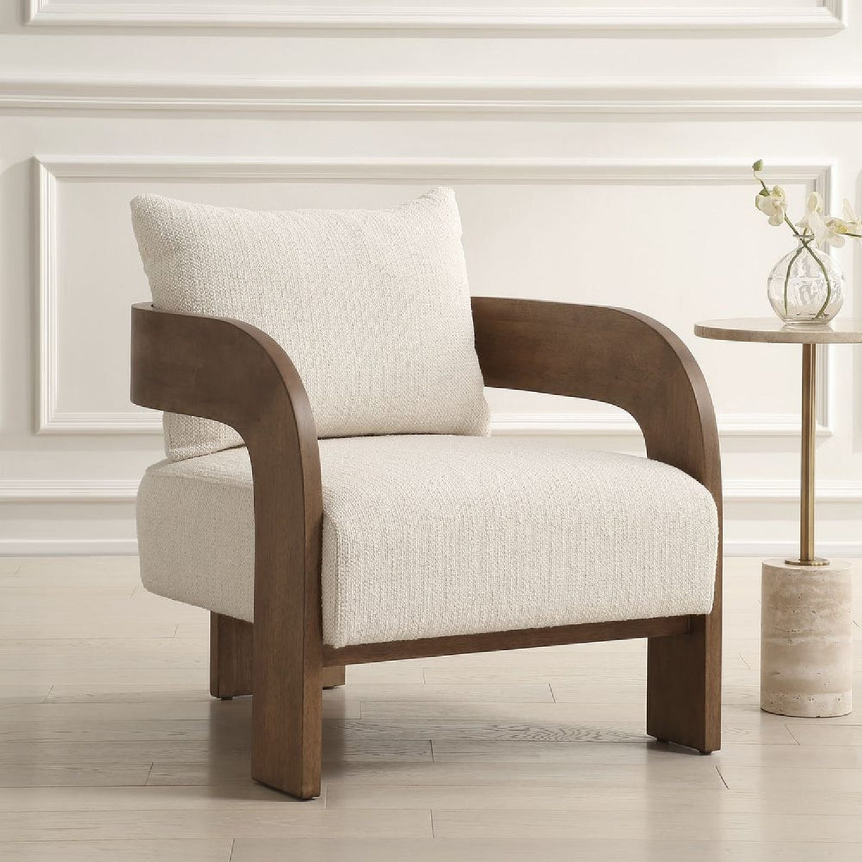 Solid Oak T-Back Accent Chair | Oroa.com