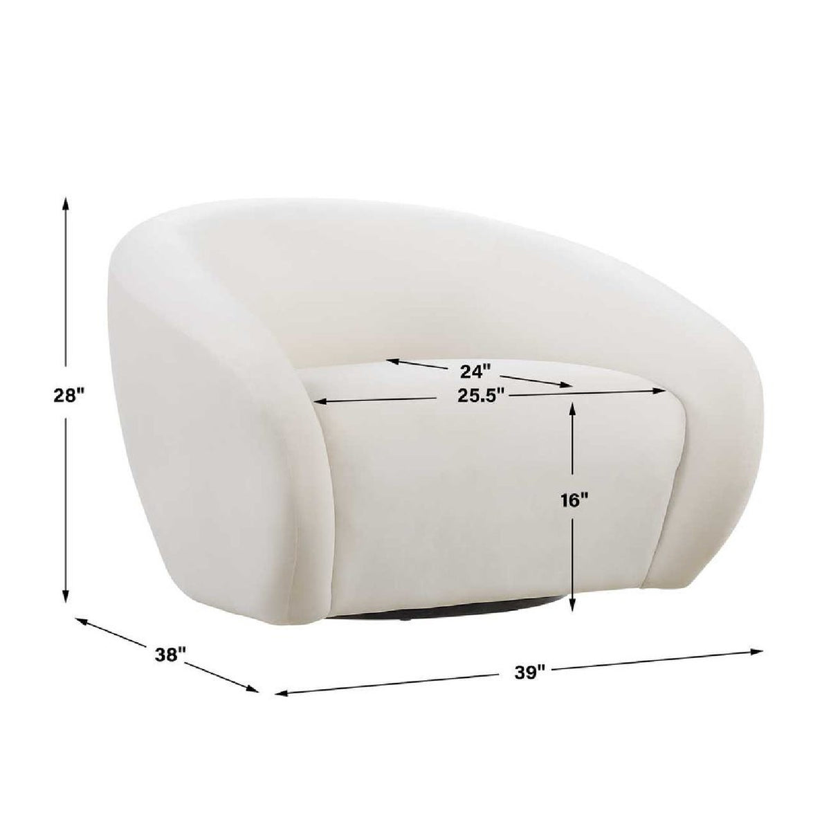 Curved-Back Velvet Swivel Chair | Oroa.com