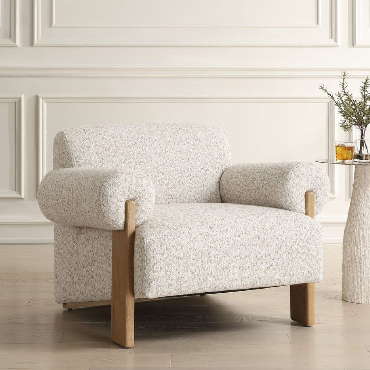 Boucle Rolled-Arm Accent Chair | Oroa.com