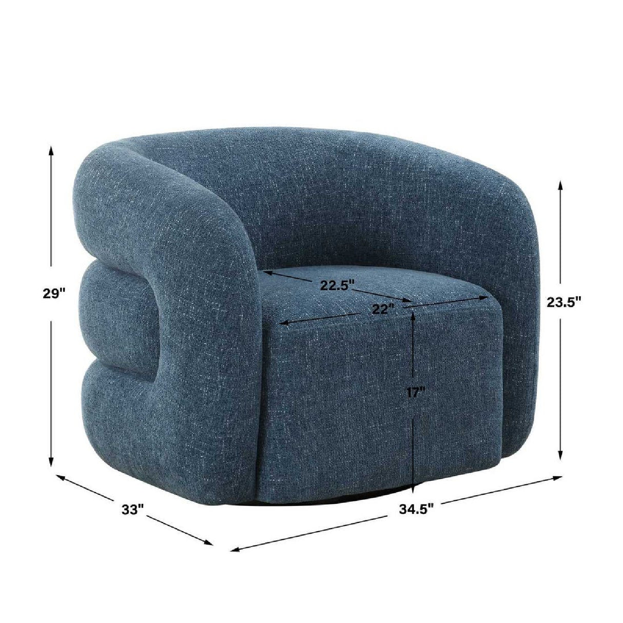 Blue Chenille Swivel Chair | Oroa.com