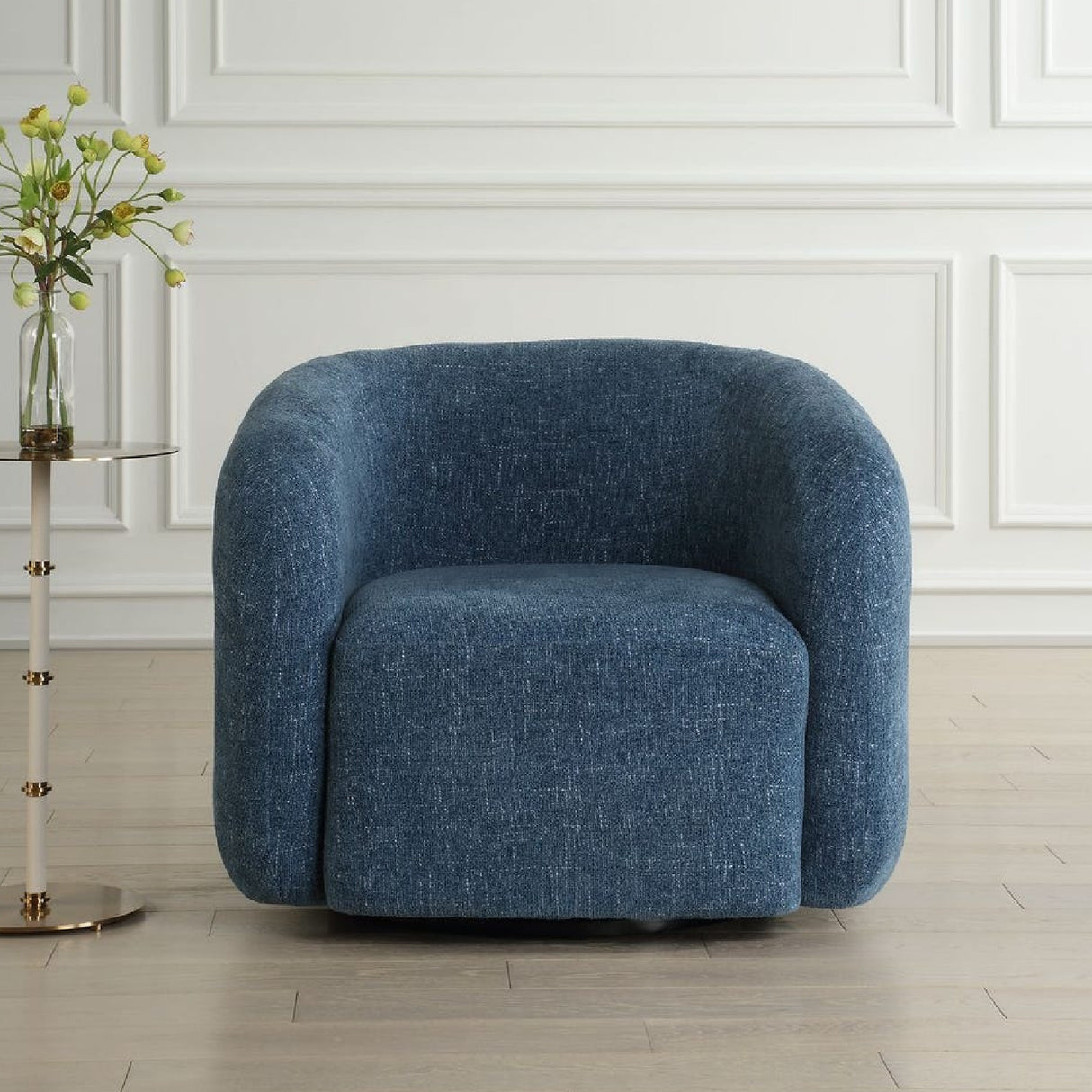 Blue Chenille Swivel Chair | Oroa.com