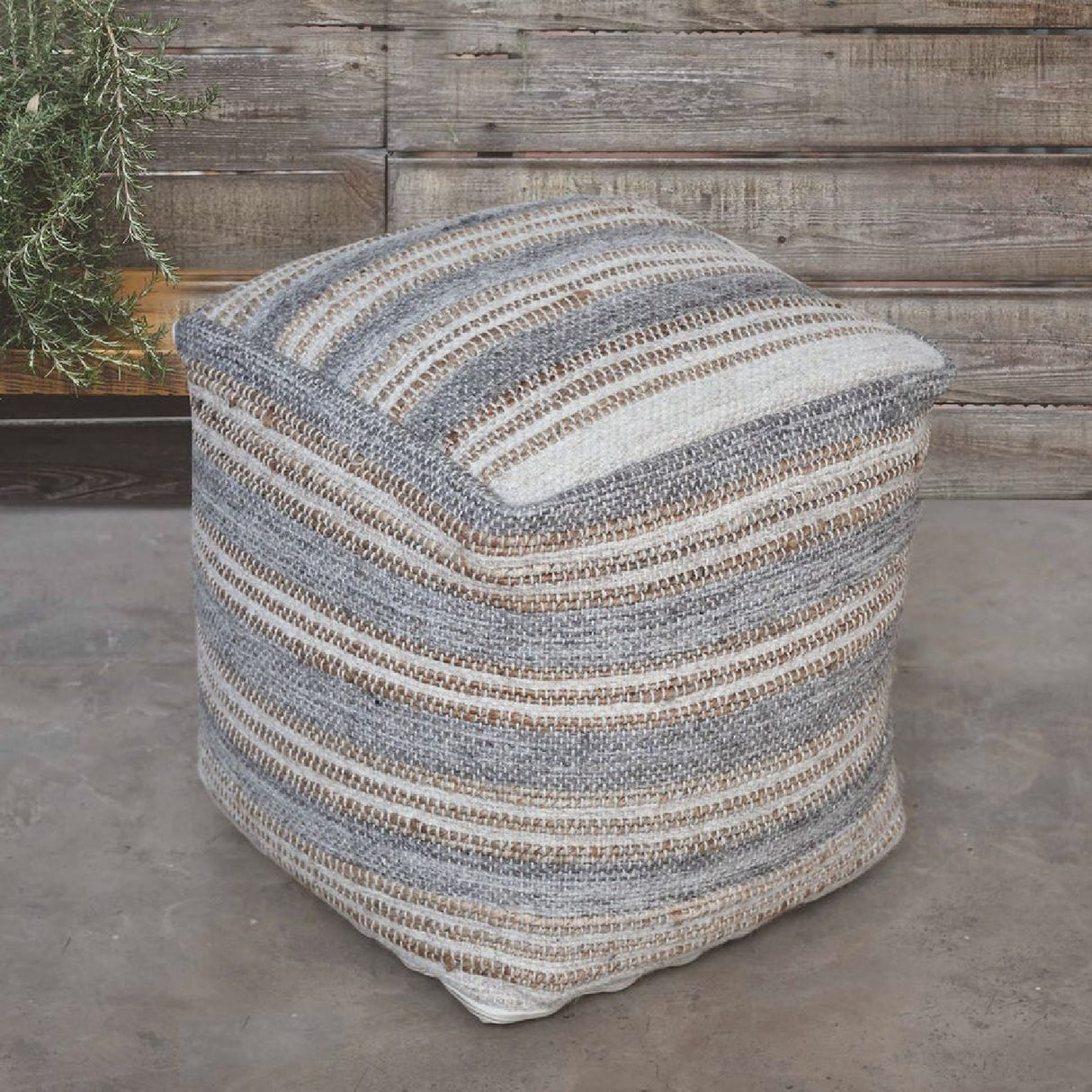 Gray & Cream Fabric Ottoman | Oroa.com