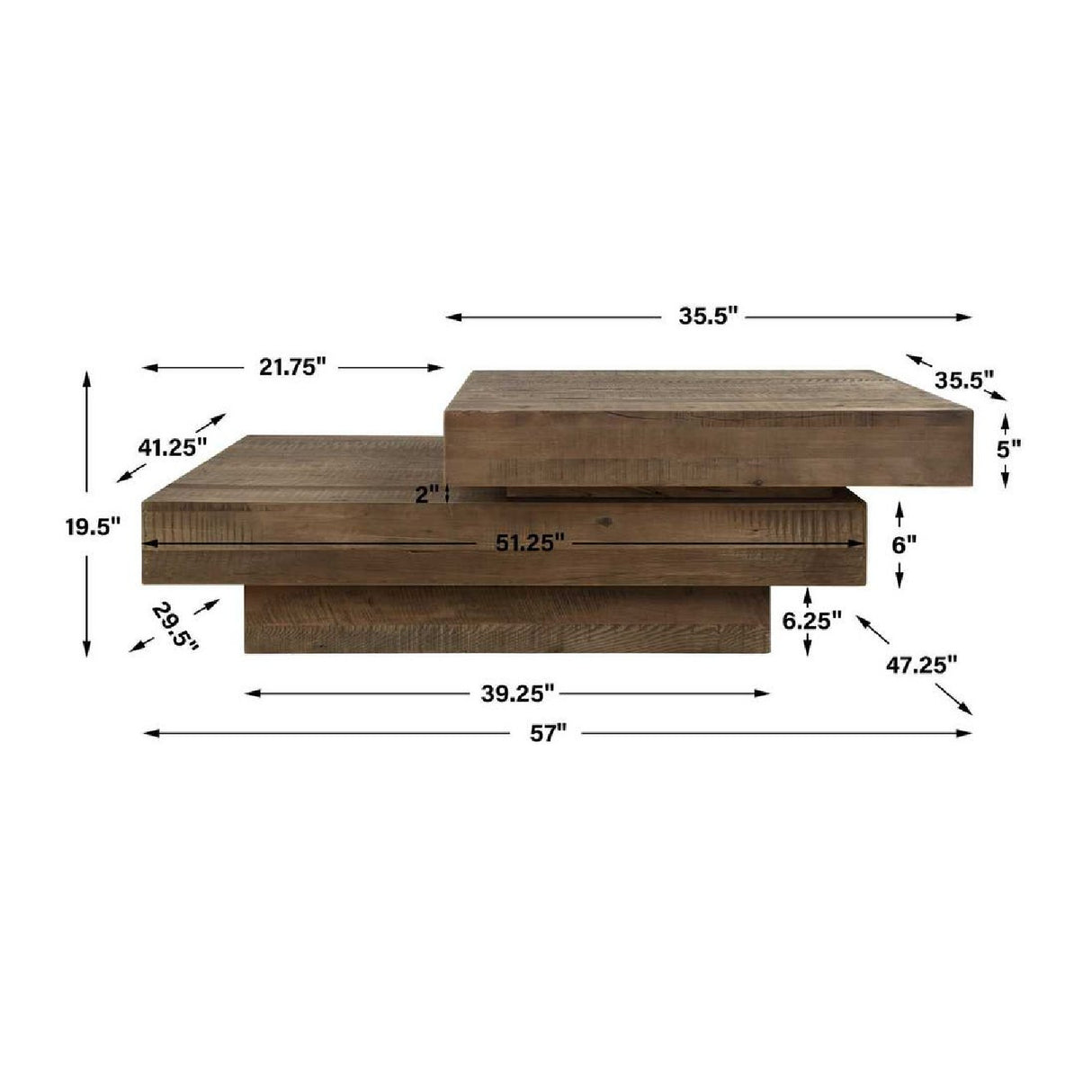 2-Layer Natural Oak Coffee Table | Oroa.com