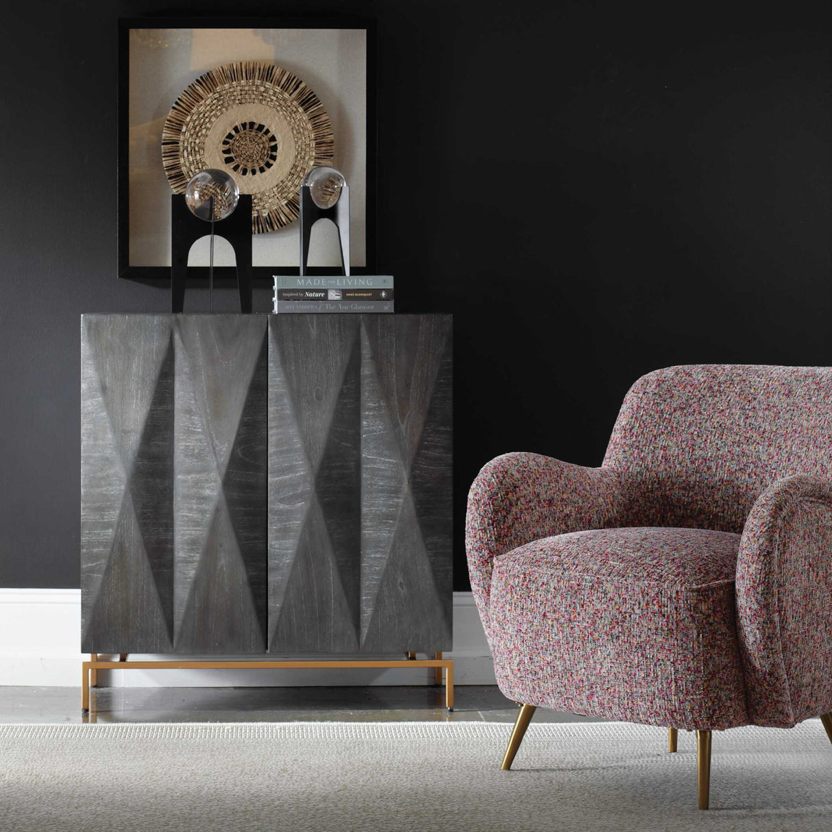 Black Mindi Faceted 2-Door Cabinet | Oroa.com