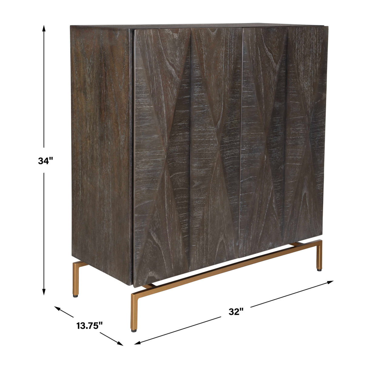 Black Mindi Faceted 2-Door Cabinet | Oroa.com