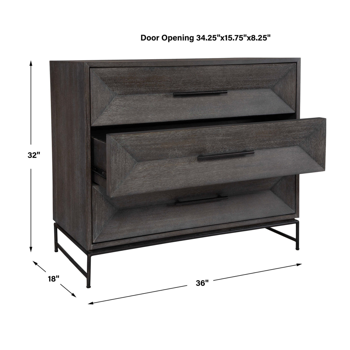 Gray Glazed Acacia 3-Drawer Chest | Oroa.com