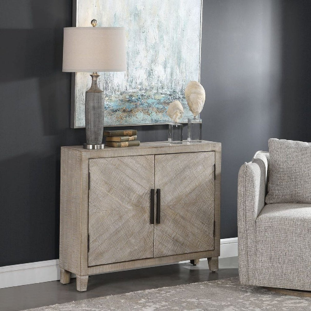 Whitewashed Fir Wood 2-Door Cabinet | Oroa.com
