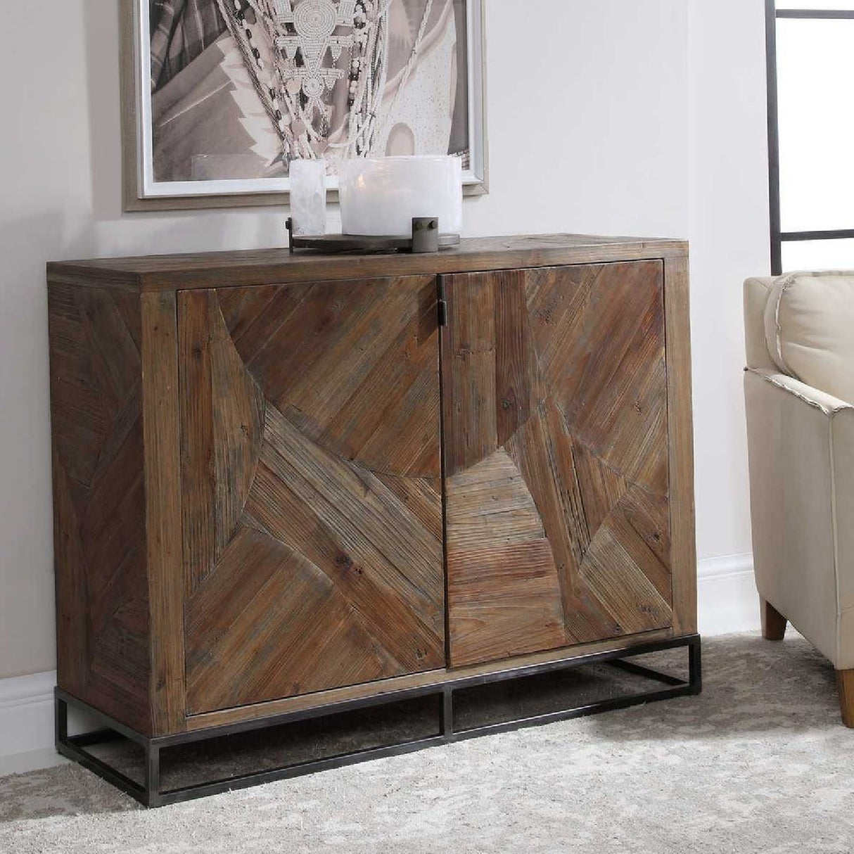 2-Door Marquetry Wooden Cabinet | Oroa.com