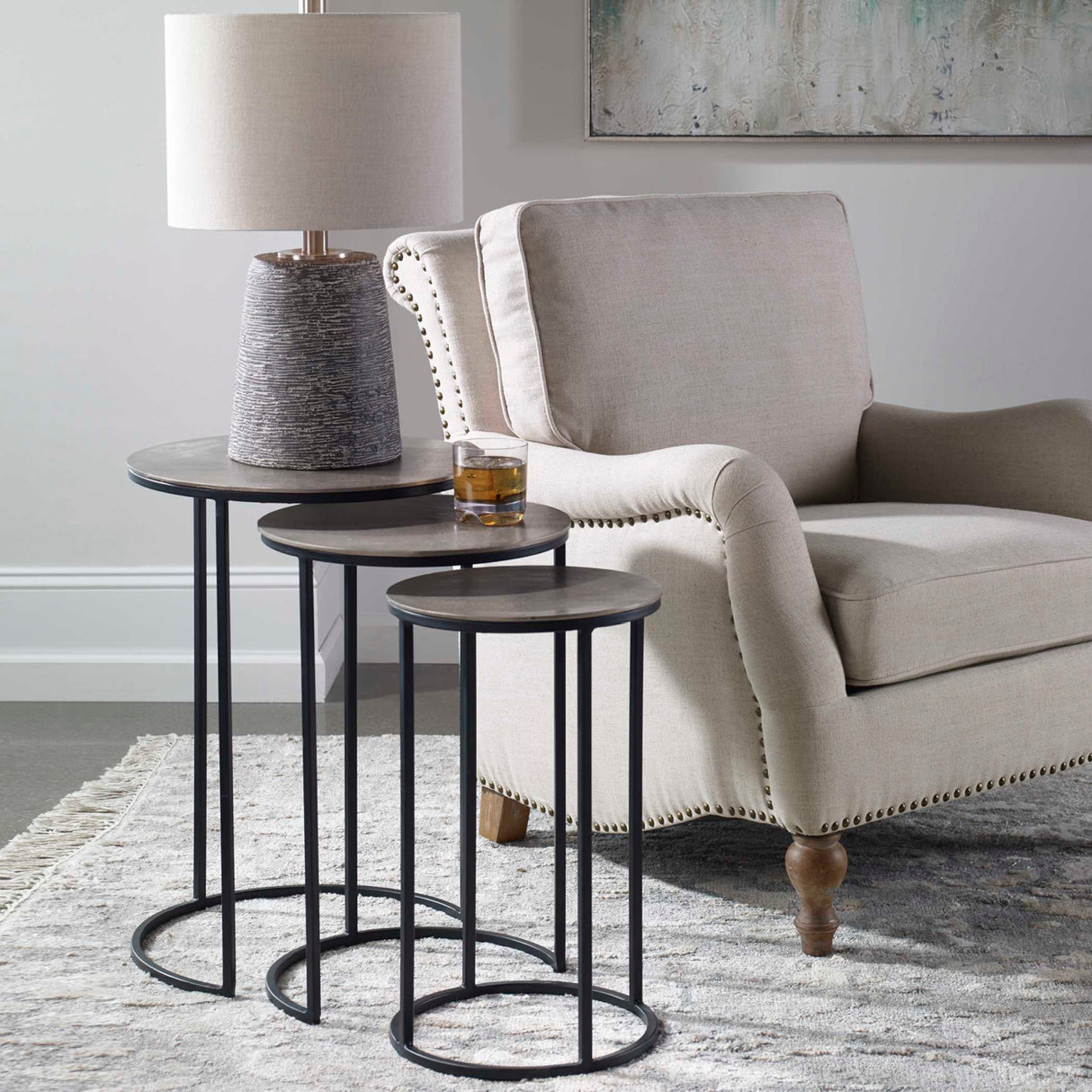 Cast Aluminum Round Nesting Tables (3) | Oroa.com