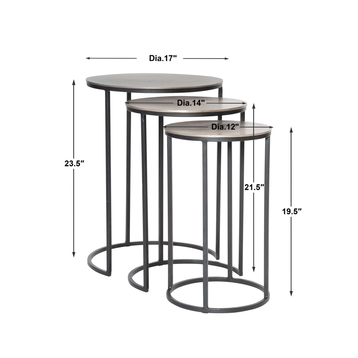 Cast Aluminum Round Nesting Tables (3) | Oroa.com