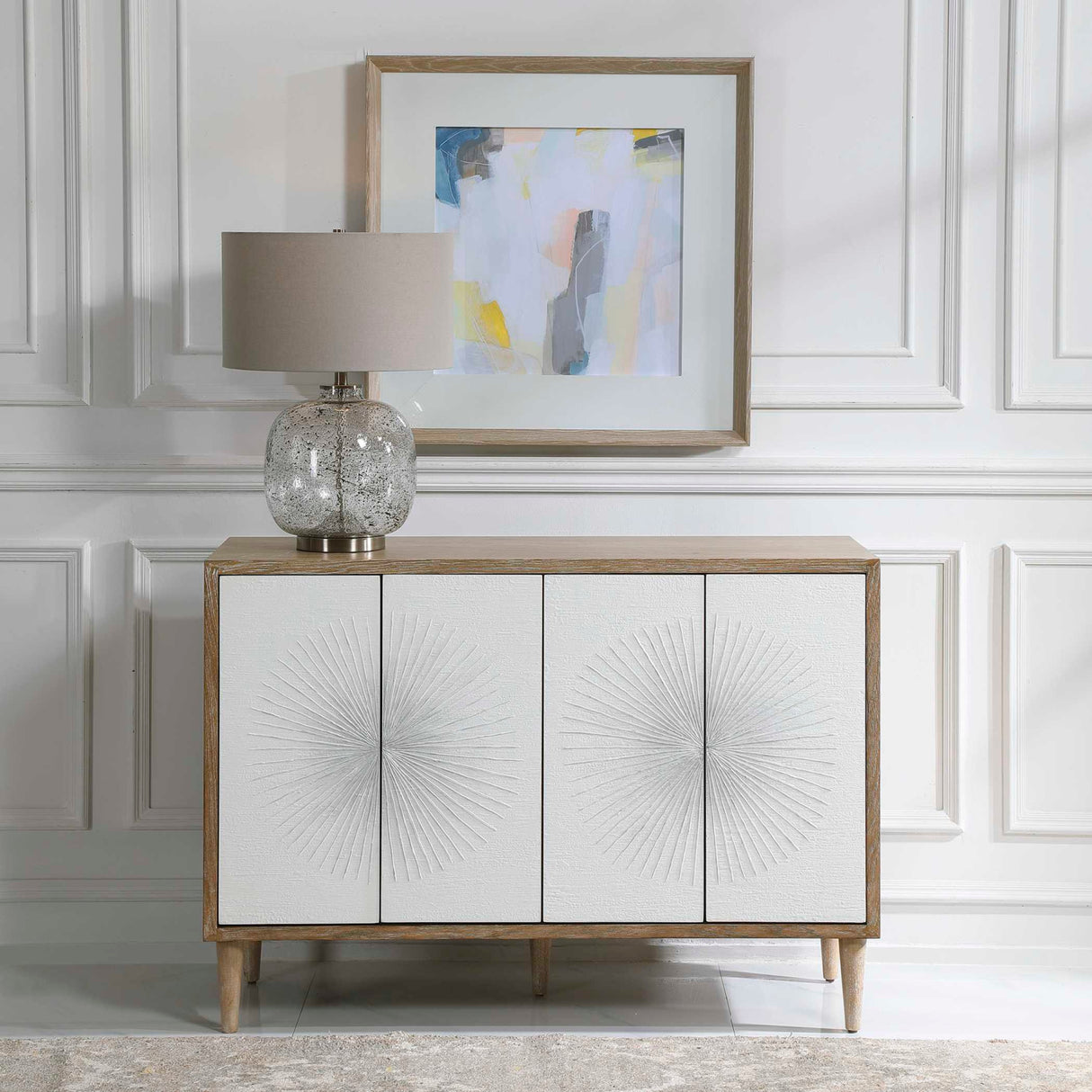 White Starburst 4-Door Cabinet | Oroa.com