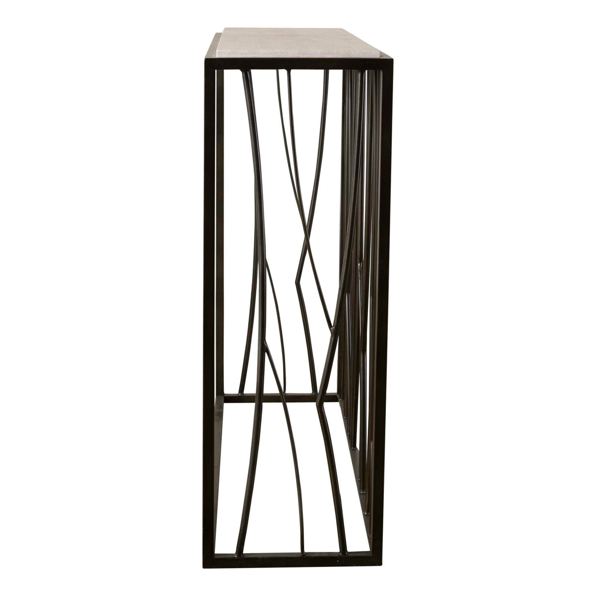 Iron Framed Travertine Console Table | Oroa.com