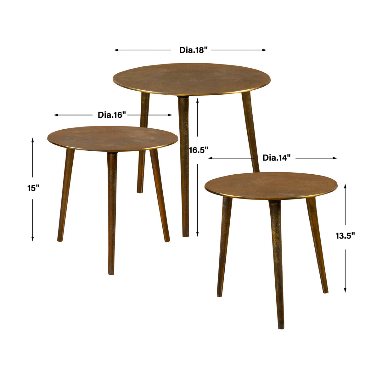 Round Antique Gold Coffee Tables (3) | Oroa.com