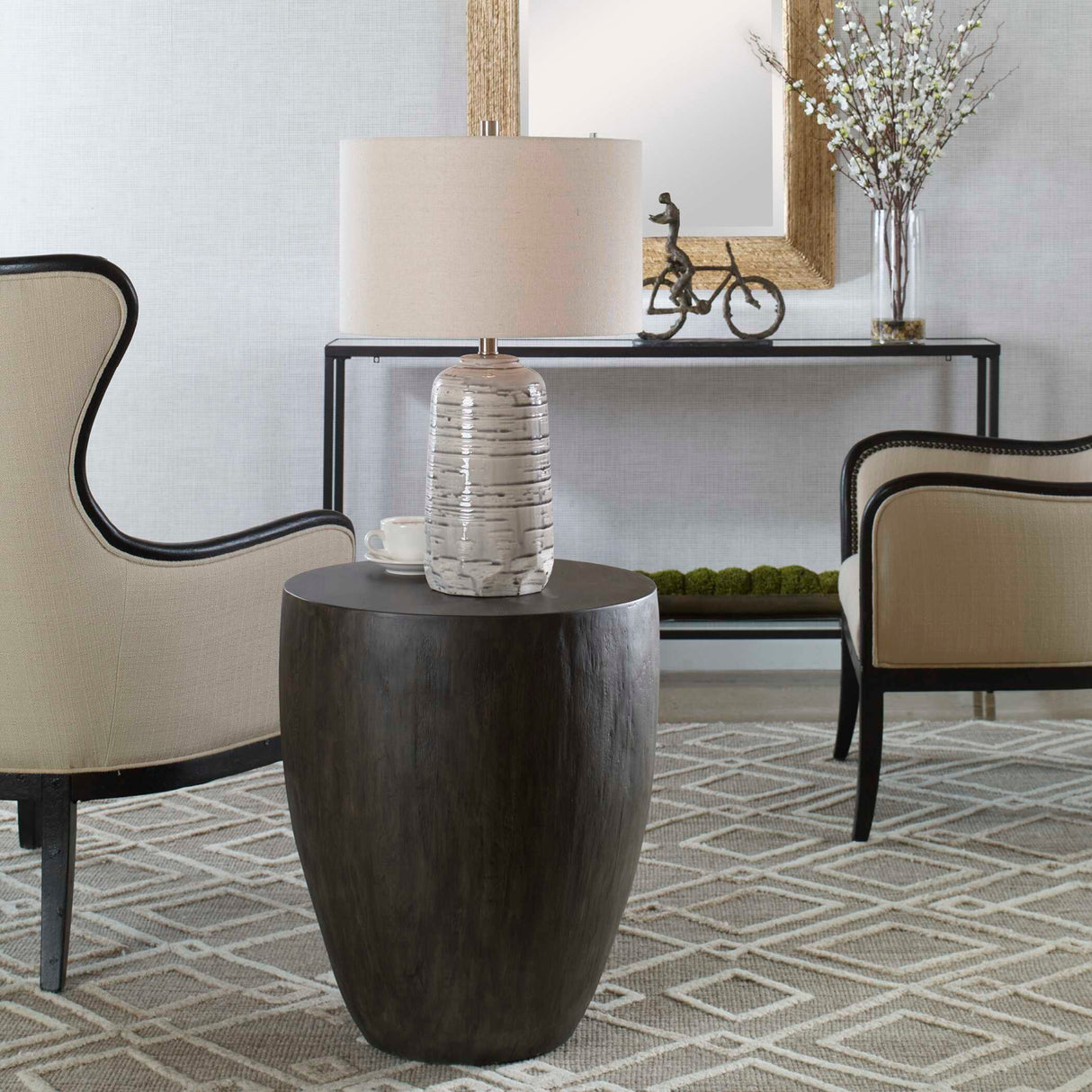Walnut Finished Round End Table | Oroa.com