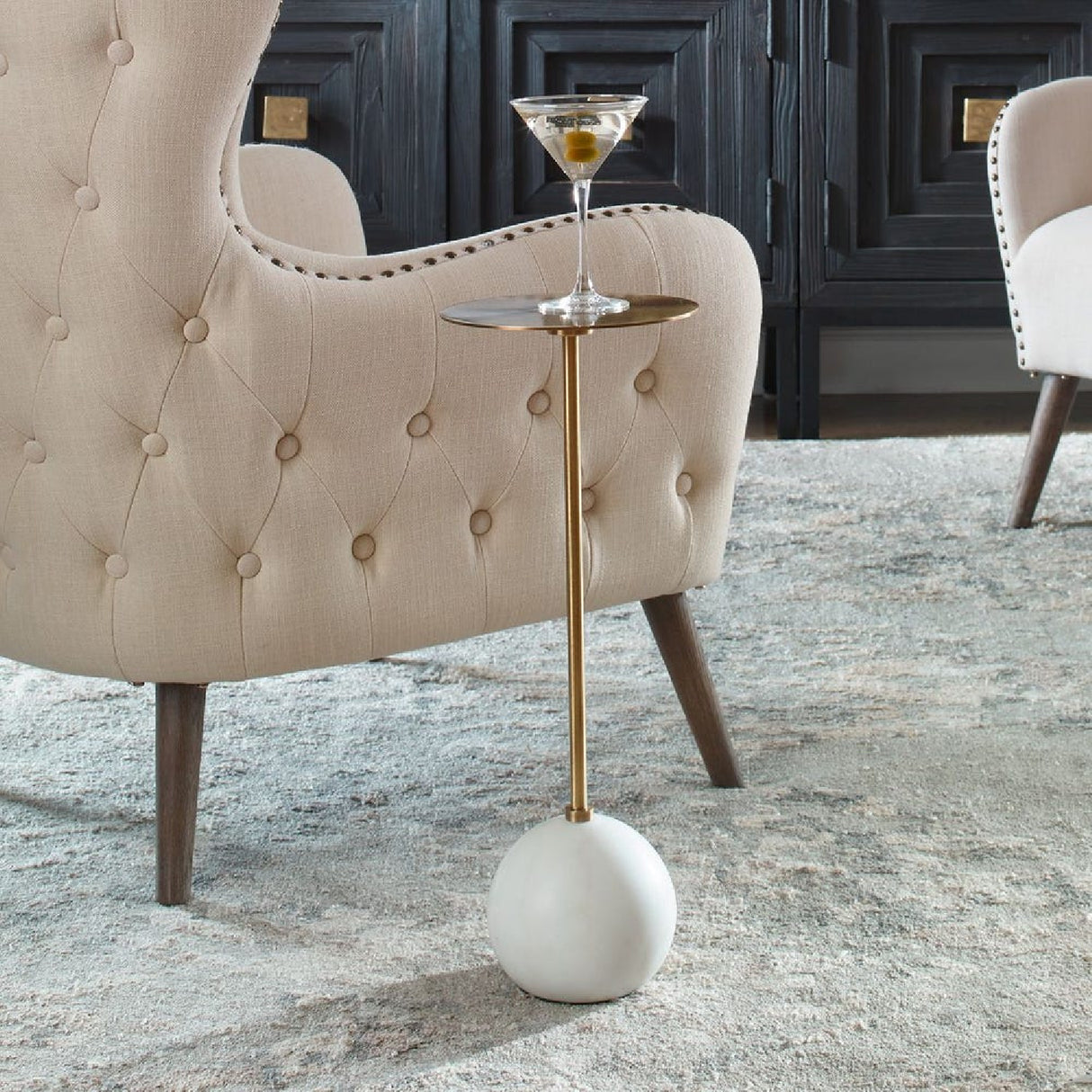 Gold Pedestal Drink Table | Oroa.com