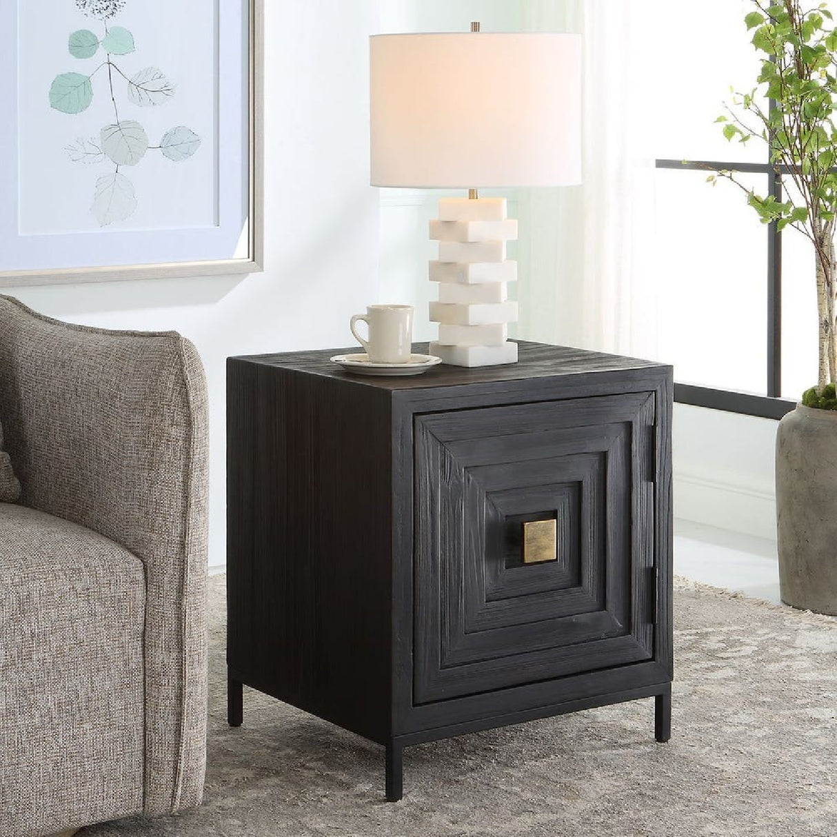 Black Wooden 1-Door Accent Cabinet | Oroa.com