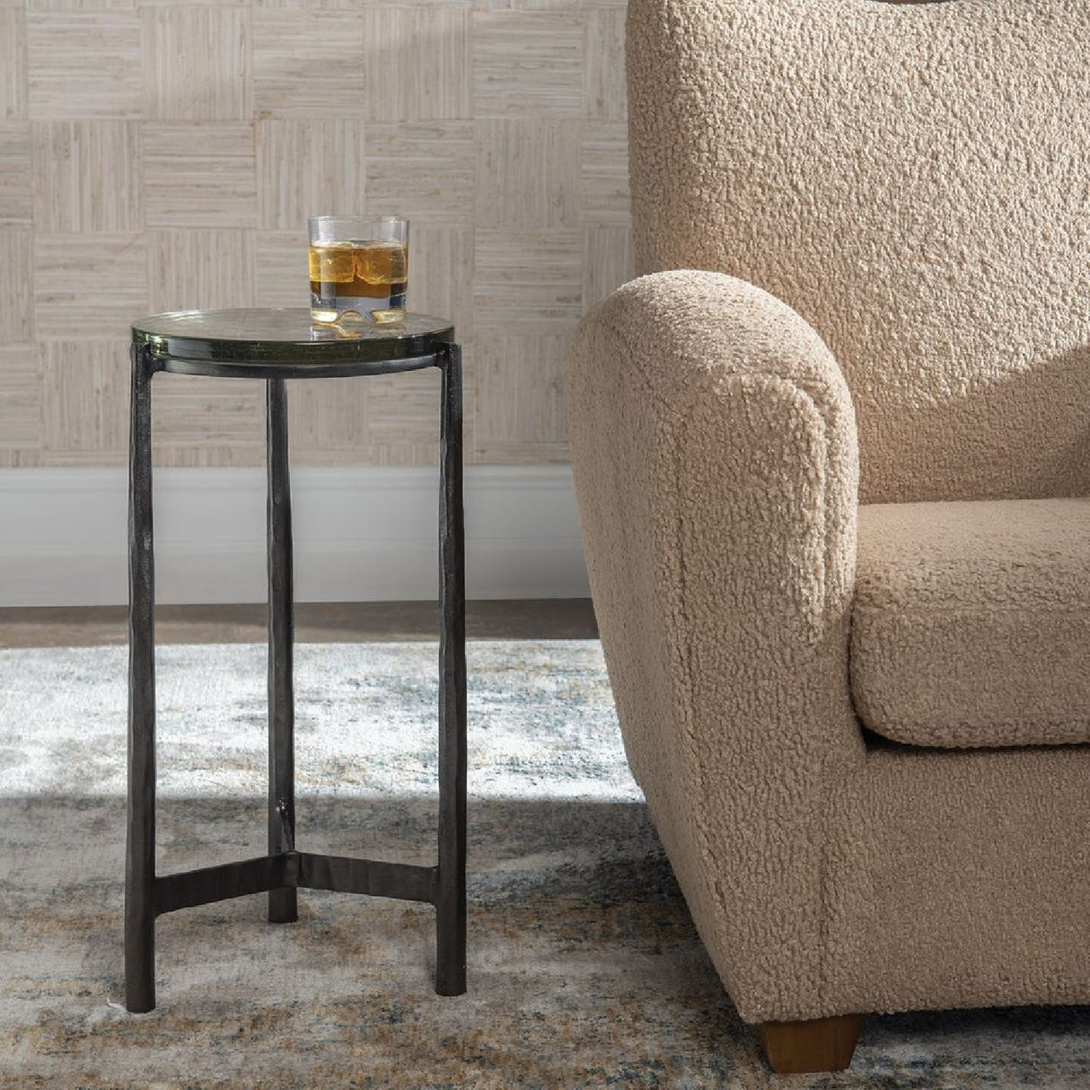 Round Glass Indoor/Outdoor Accent Table | Oroa.com