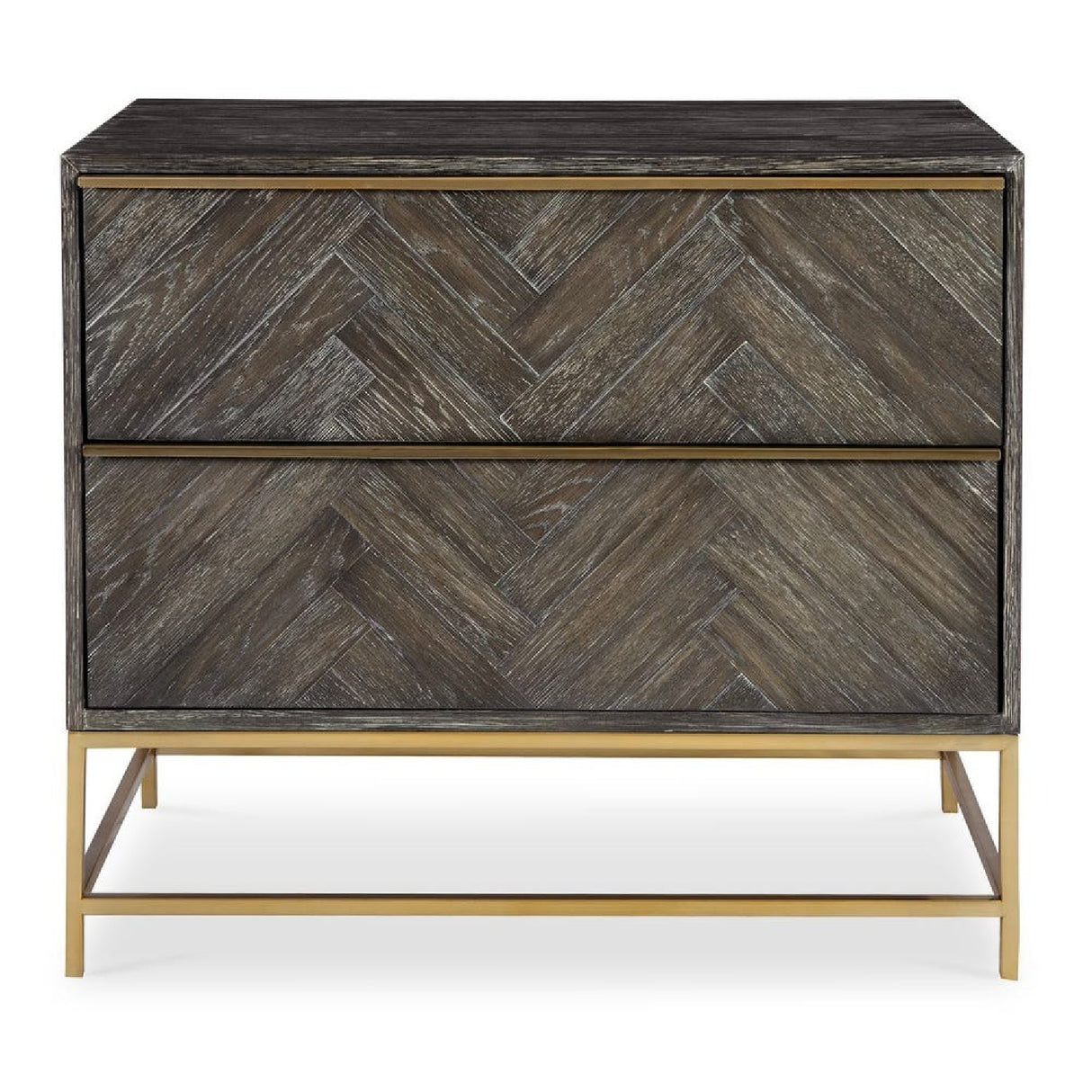 Oak Herringbone 2-Drawer Chest | Oroa.com