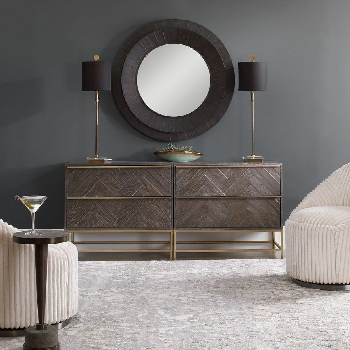 Oak Herringbone 2-Drawer Chest | Oroa.com