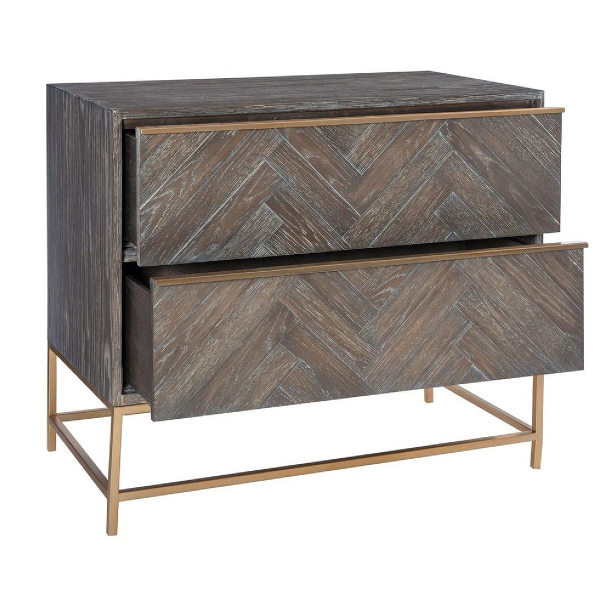Oak Herringbone 2-Drawer Chest | Oroa.com