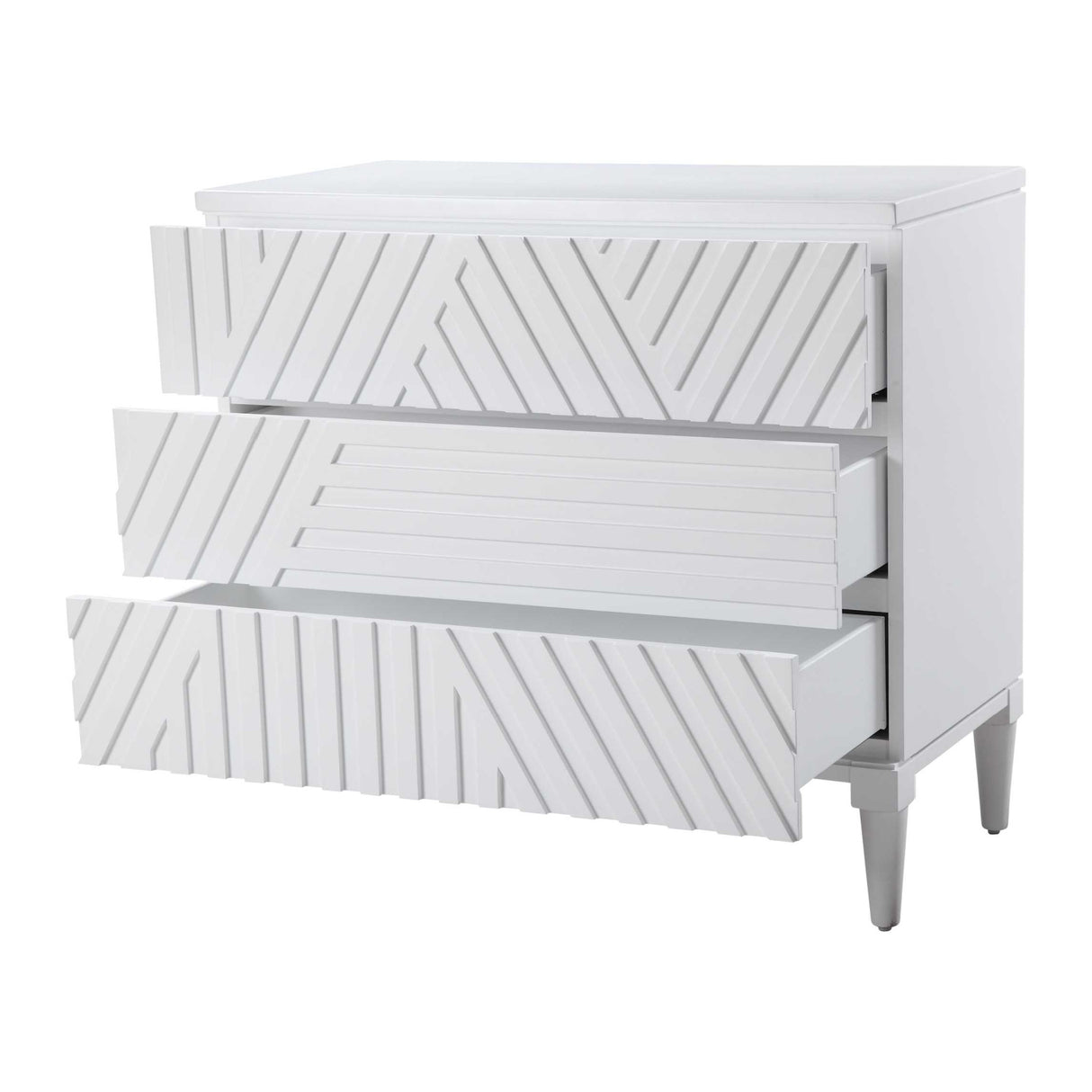 Geometric Carved 3-Drawer Chest | Oroa.com