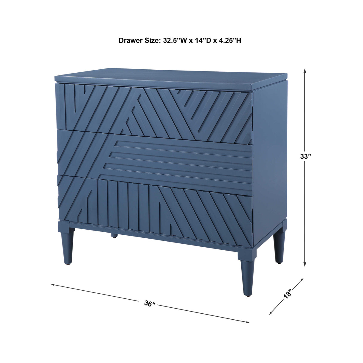 Geometric Carved 3-Drawer Chest | Oroa.com