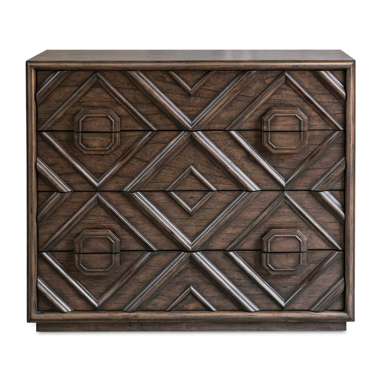 Geometric Carved 4-Drawer Chest | Oroa.com