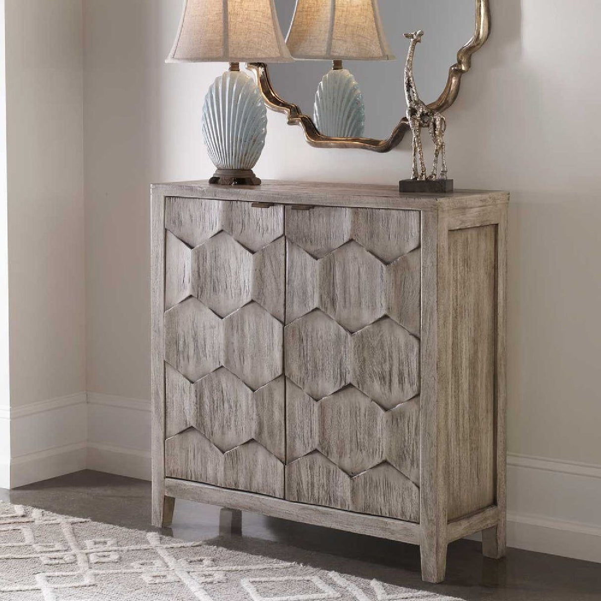 2-Door Honeycomb Mahogany Cabinet | Oroa.com