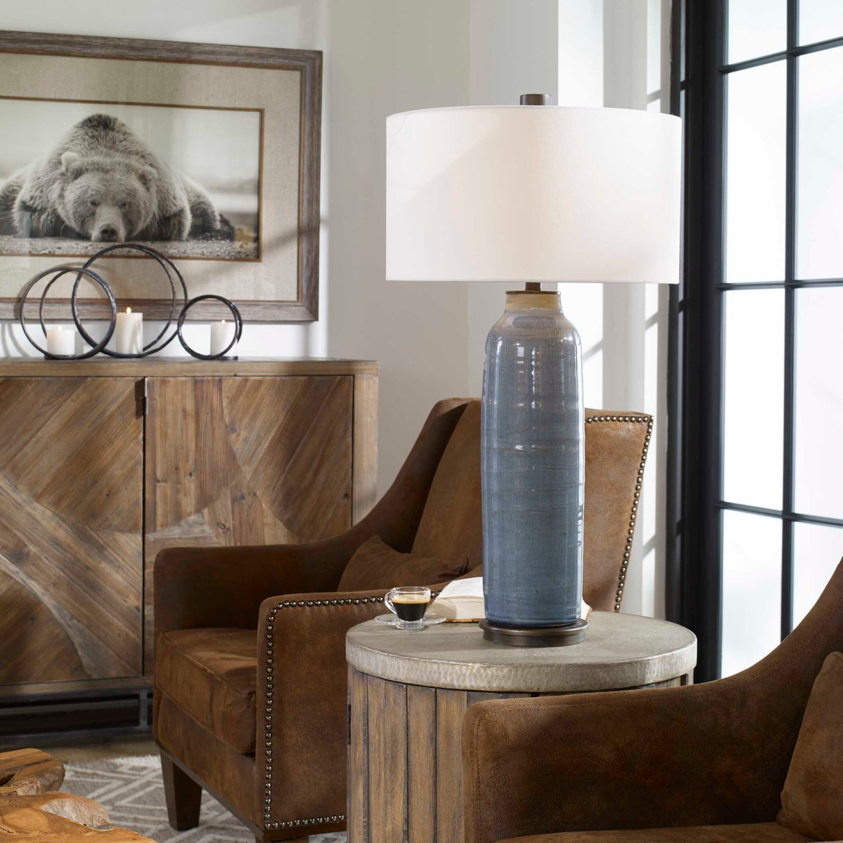 Distressed Blue Ceramic Table Lamp | Oroa.com