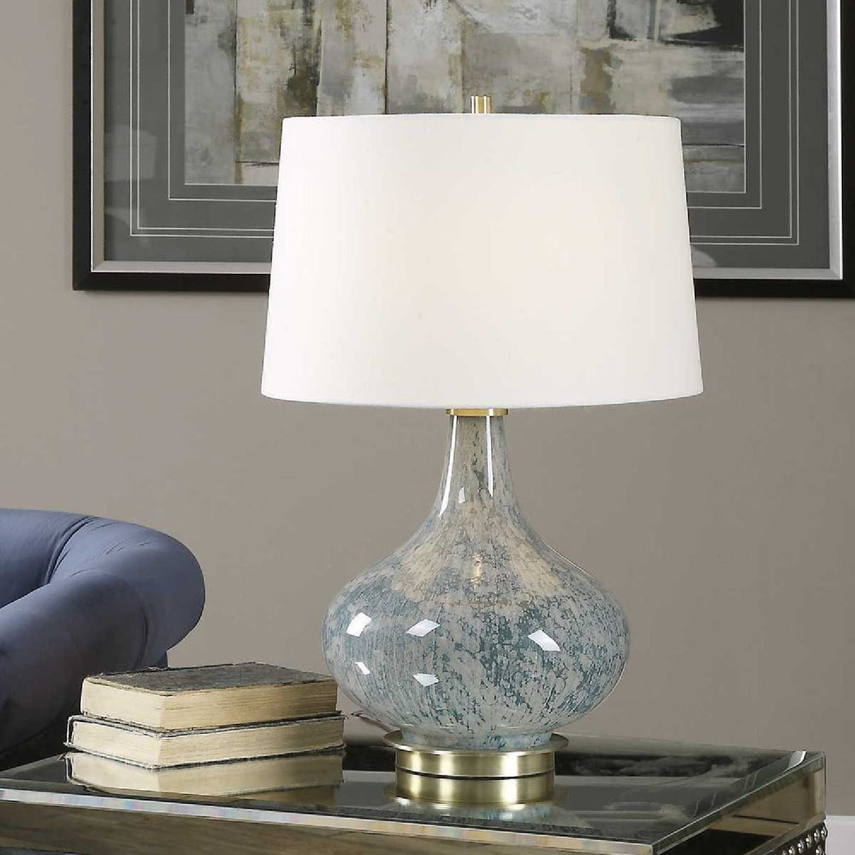 Bulbous Blue Glass Table Lamp | Oroa.com